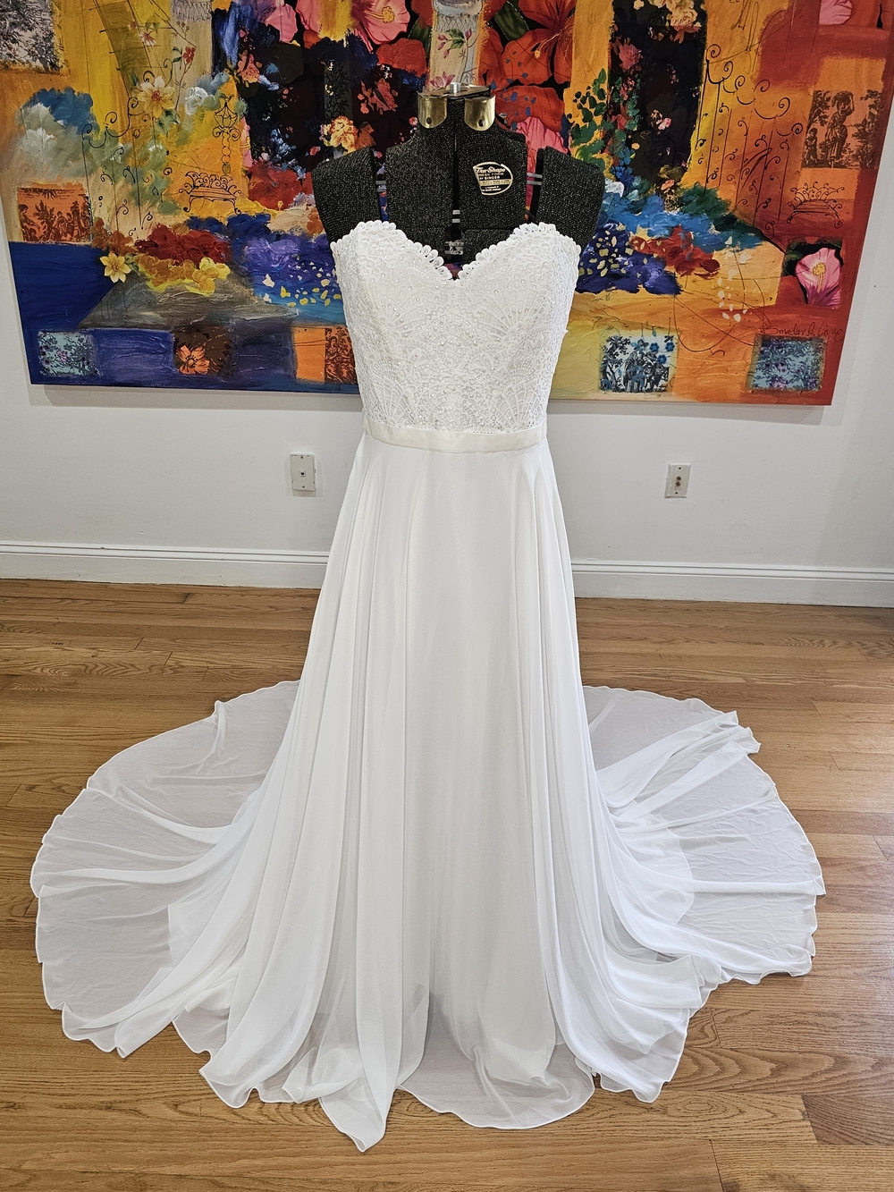 Wtoo Ivory Lace Bodice Chiffon Gown